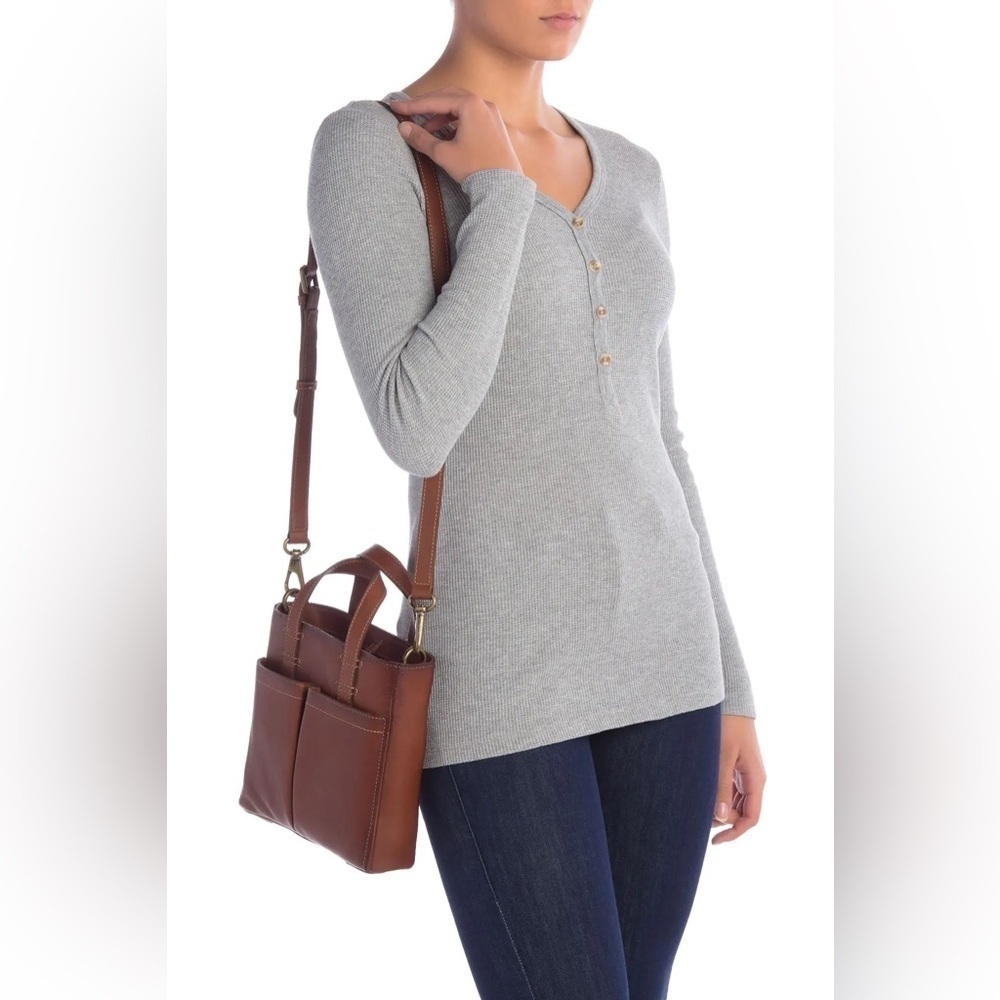 New Frye Leather Mindy Mini Tote Crossbody Caramel Brown